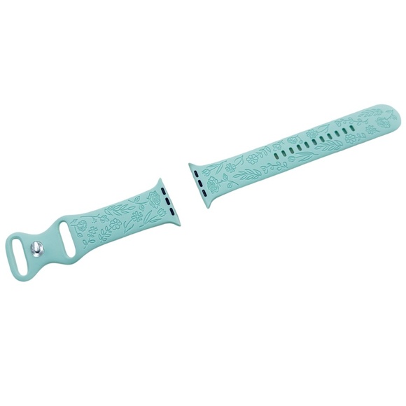 New Cyan Floral Design Apple Watch Bands  42mm 44mm 45mm 49mm - Picture 2 of 6